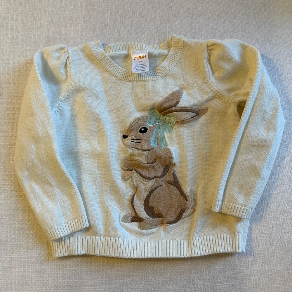3T girls ivory bunny sweater